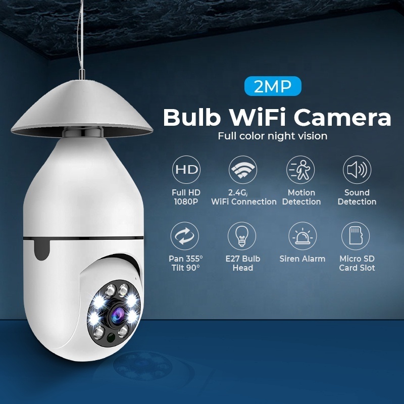 Factory Sale Night Vision New HD 360 Wifi 1080P CCTV Camera Light Bulb Security Surveillance Wifi IP PTZ Camera