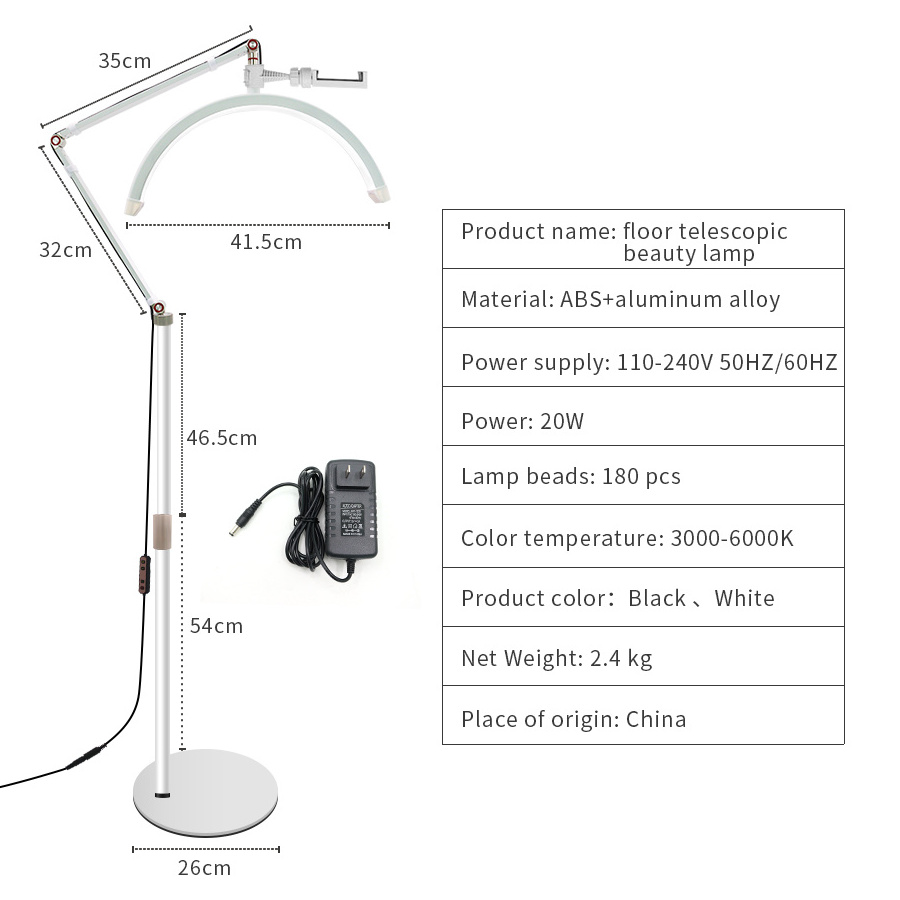 Beauty Tattoo Moon Light Led Eyelash Light Half Moon Light 20W 3 Color With Phone Mount Floor Stand For Eyebrow Salon Lash Lamp