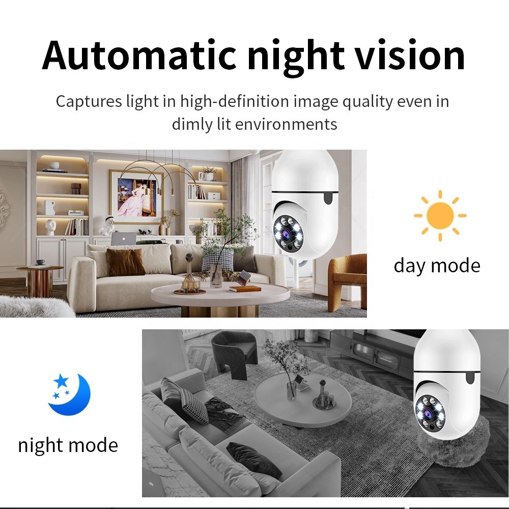 Factory Sale Night Vision New HD 360 Wifi 1080P CCTV Camera Light Bulb Security Surveillance Wifi IP PTZ Camera