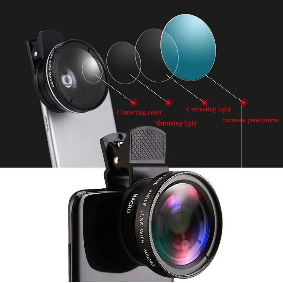 Zoom 0.45X 2 in 1 Macro Wide Angle Mobile Phone Camera Lens