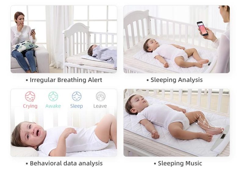 Smart AI Bedroom Baby Breathing Sleep Sleeping Movement Security Sensors Temperature  Cry Detection Monitor With Apps