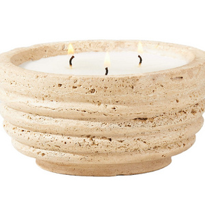 Wave base Boho style ceramic cement basin scented candle is a natural handmade home decoration