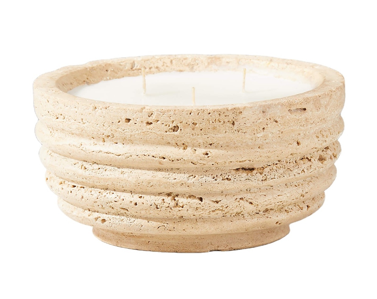 Wave base Boho style ceramic cement basin scented candle is a natural handmade home decoration