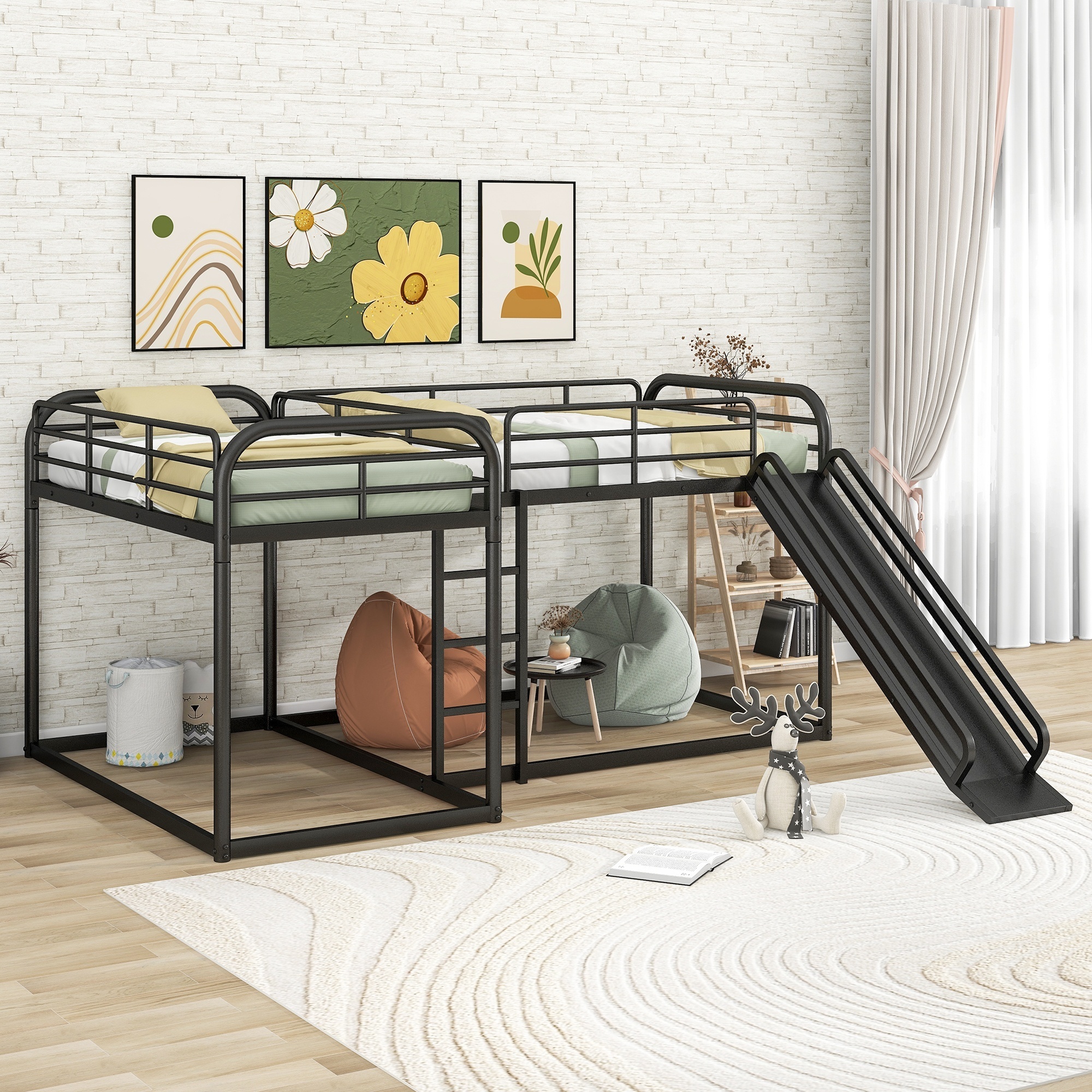 Bellemave upgraded version of modern style children's bedroom multi-person bed floor-to-ceiling metal bunk bed with slide