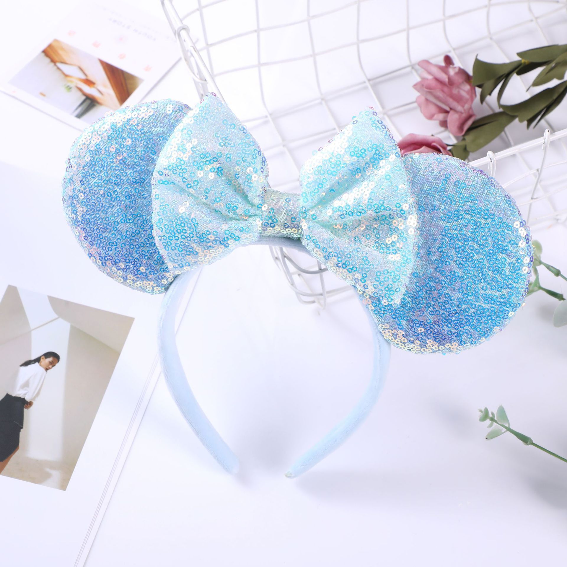 Mouse Ears Bow Headbands Princess Rapunzel Minnie Ears Headband Cosplay Costume for Women Girls