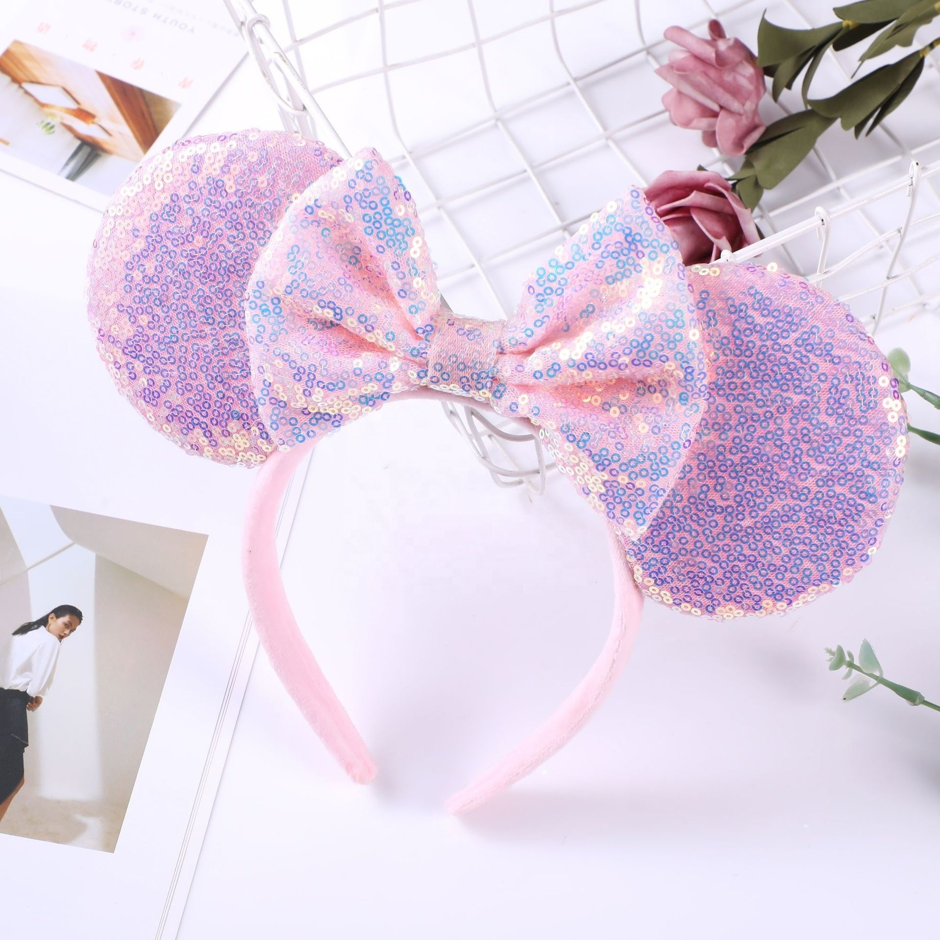 Mouse Ears Bow Headbands Princess Rapunzel Minnie Ears Headband Cosplay Costume for Women Girls