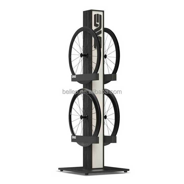 Bike Shop Floor Standing Metal Display Rack Double Sided Bicycle Wheel Rim Tyre Tire Display Stand