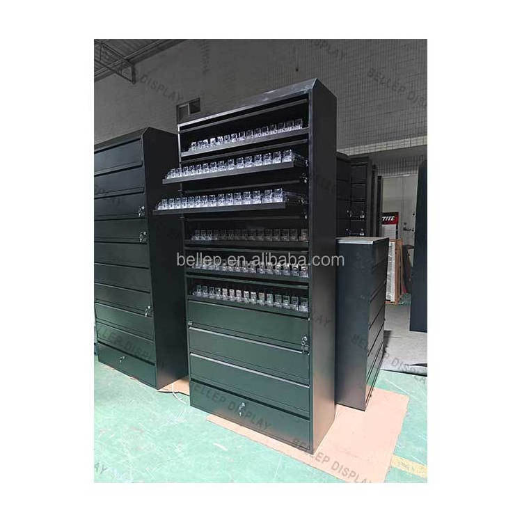 Modern Smoke Shop Display Cases Lockable Metal Tobacco Cabinet Cigarette Display Rack With Lock