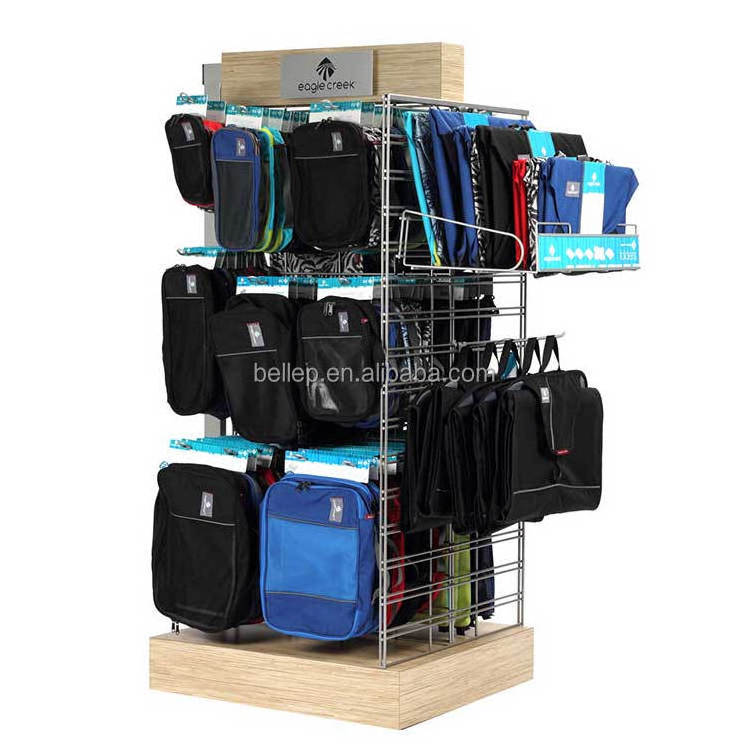 POP Display Rack Manufacturer Fashion Shop Metal Display Rack Retail Store School Bag Backpack Notebook Bag Display Stand