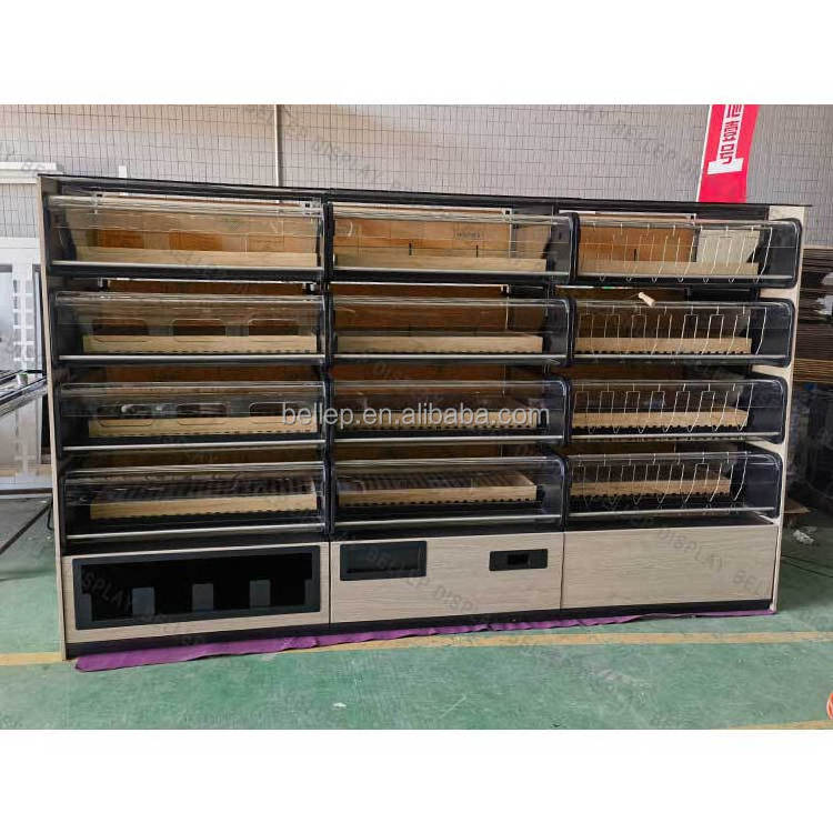 Factory Custom Bakery Display Cabinet Bread Shop Display Rack Stand Bakery Shelves Glass Showcase Bakery Display Case