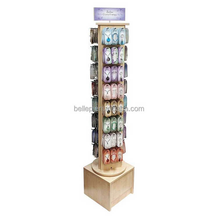 Modern POP Jewelry Shop Floor Wood Display Rack 360 Rotating Jewellery Display Stand For Shop