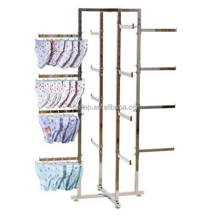 Folding Chrome 4 Way Apparel Rack Boutique Baby Kids Clothing Rack Underwear Display Rack