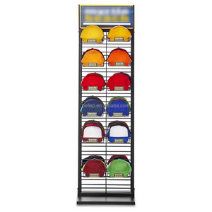 Double Sided Metal Hat Display Stand Floor Standing Baseball Cap Display Rack