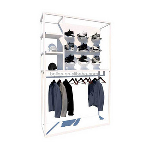 Multipurpose White Metal Display Rack Shoe Shelf Clothes Rack For Clothing Store