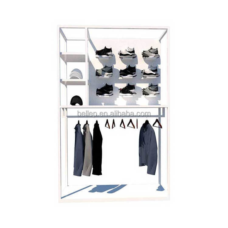 Multipurpose White Metal Display Rack Shoe Shelf Clothes Rack For Clothing Store