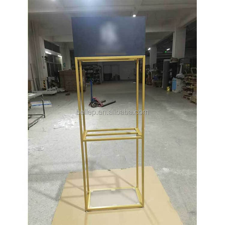 MOQ 1 piece Custom Logo Luxury Salon Floor Standing Gold Metal Hair Extensions Holder Rack Display Stand