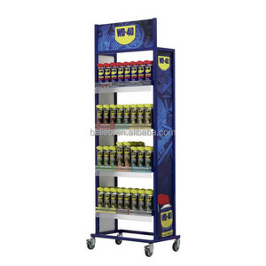 Floor Metal Spraycan Stand Spray Paint Aerosol Can Display Rack With Wheel