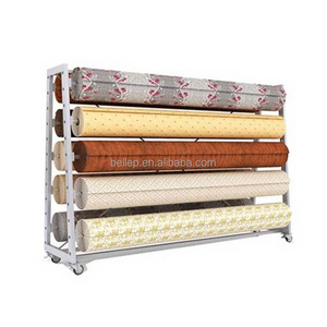 Display Rack Manufacturer Custom Mobile Metal Carpet Roll Display Rack With Wheel