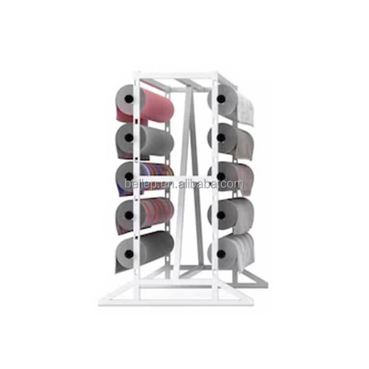 Display Rack Manufacturer Custom Mobile Metal Carpet Roll Display Rack With Wheel