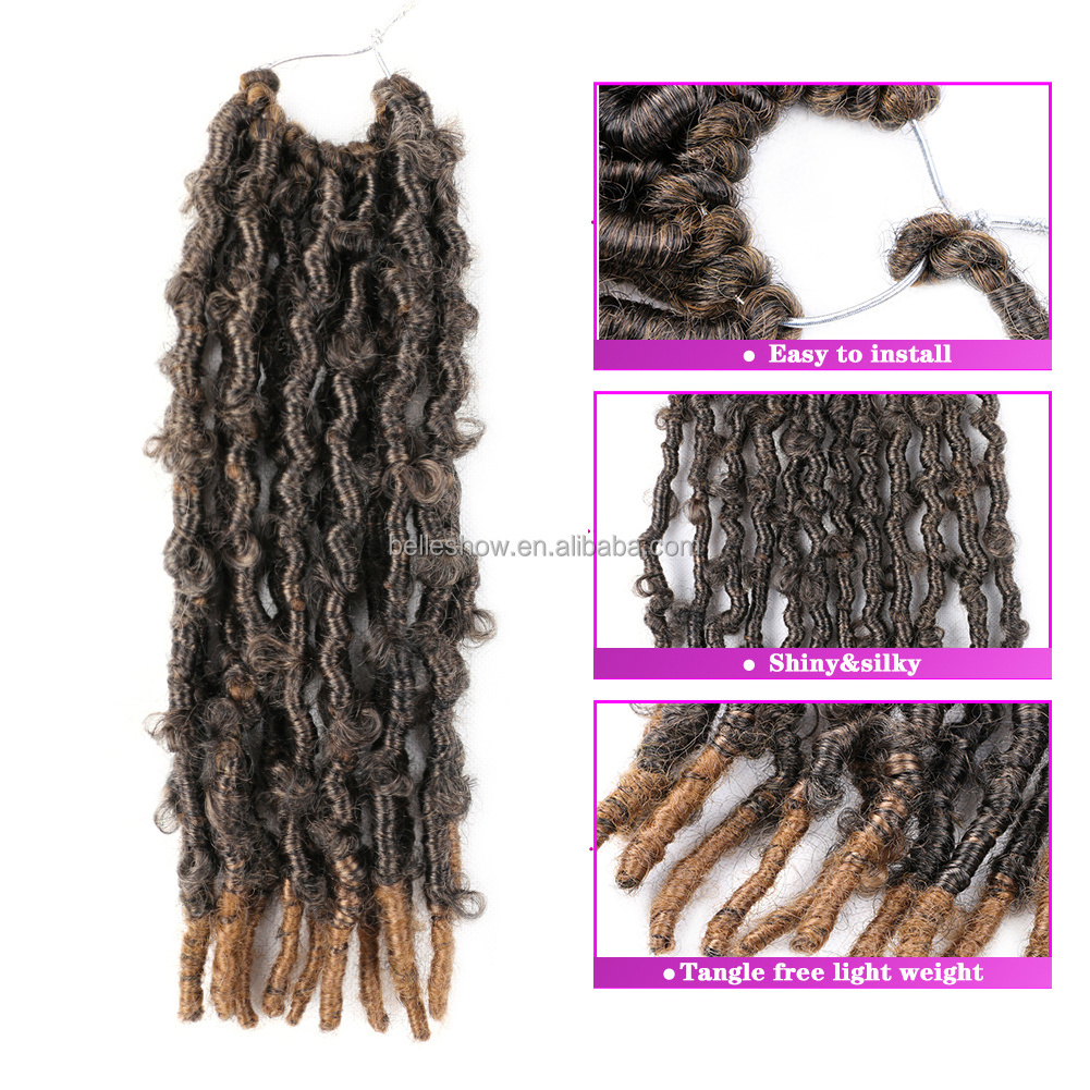 10 Inch 10 Strands/Pack Soft Butterfly Faux Locs Crochet Hair Pre Looped Distressed Locs Crochet Braid Distressed Butterfly Locs