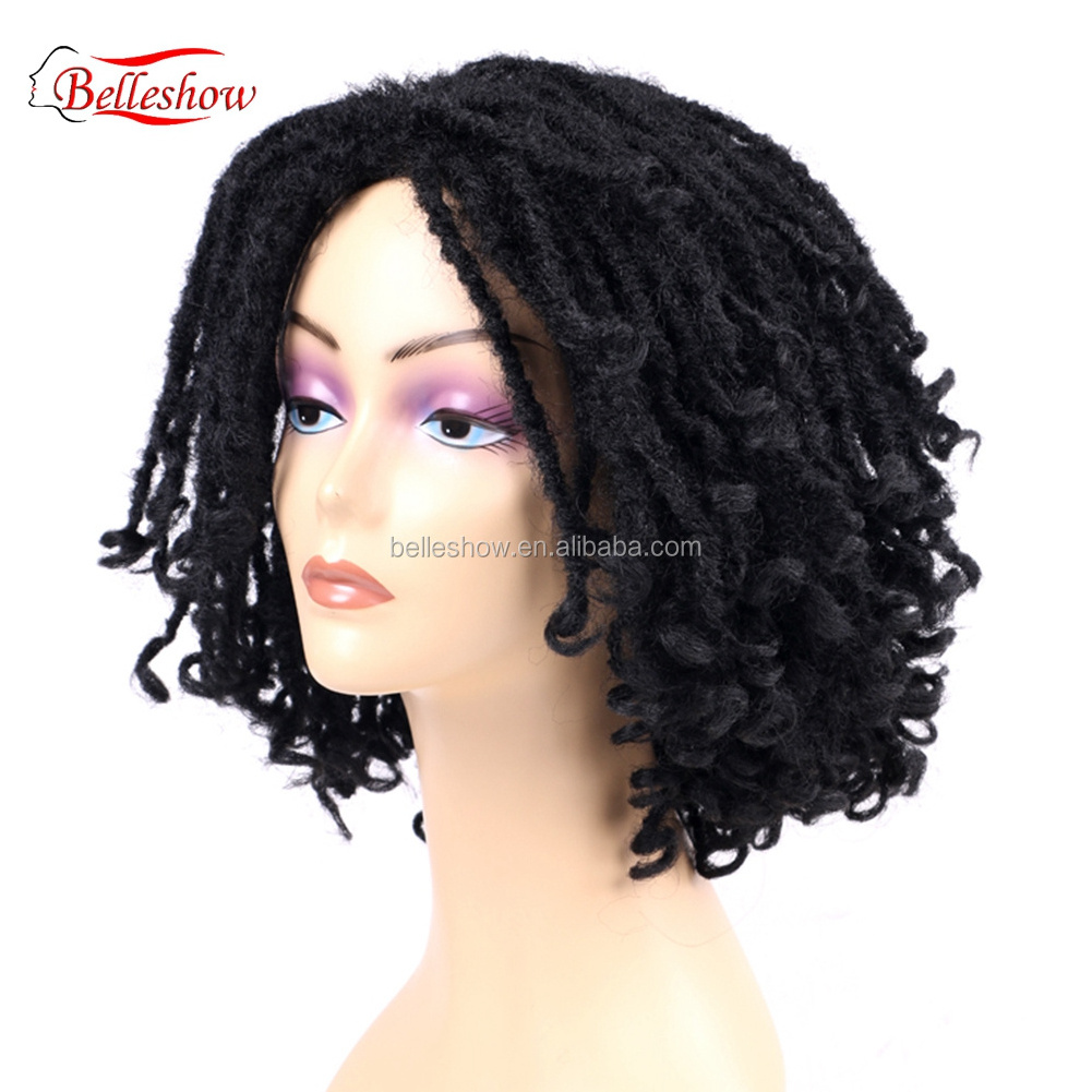 Hot sell black dreadlocks wig cheap color african short synthetic crochet braid hair dreadlocks wig for black women