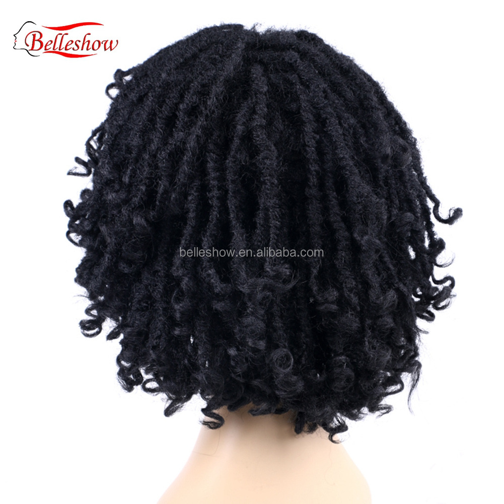 Hot sell black dreadlocks wig cheap color african short synthetic crochet braid hair dreadlocks wig for black women