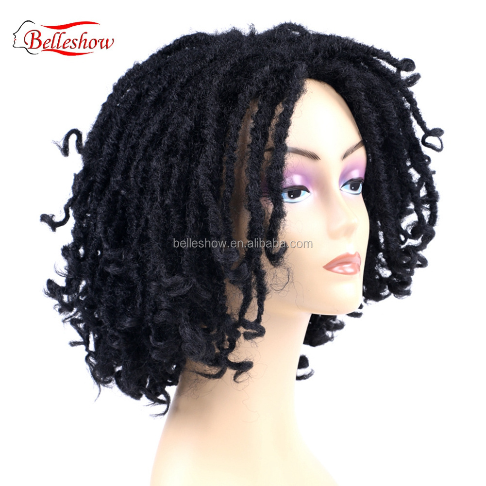 Hot sell black dreadlocks wig cheap color african short synthetic crochet braid hair dreadlocks wig for black women