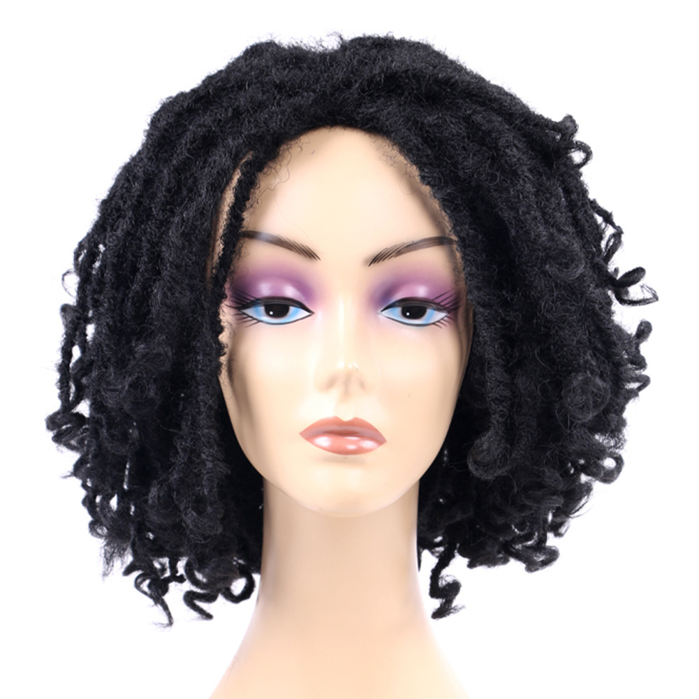 Hot sell black dreadlocks wig cheap color african short synthetic crochet braid hair dreadlocks wig for black women