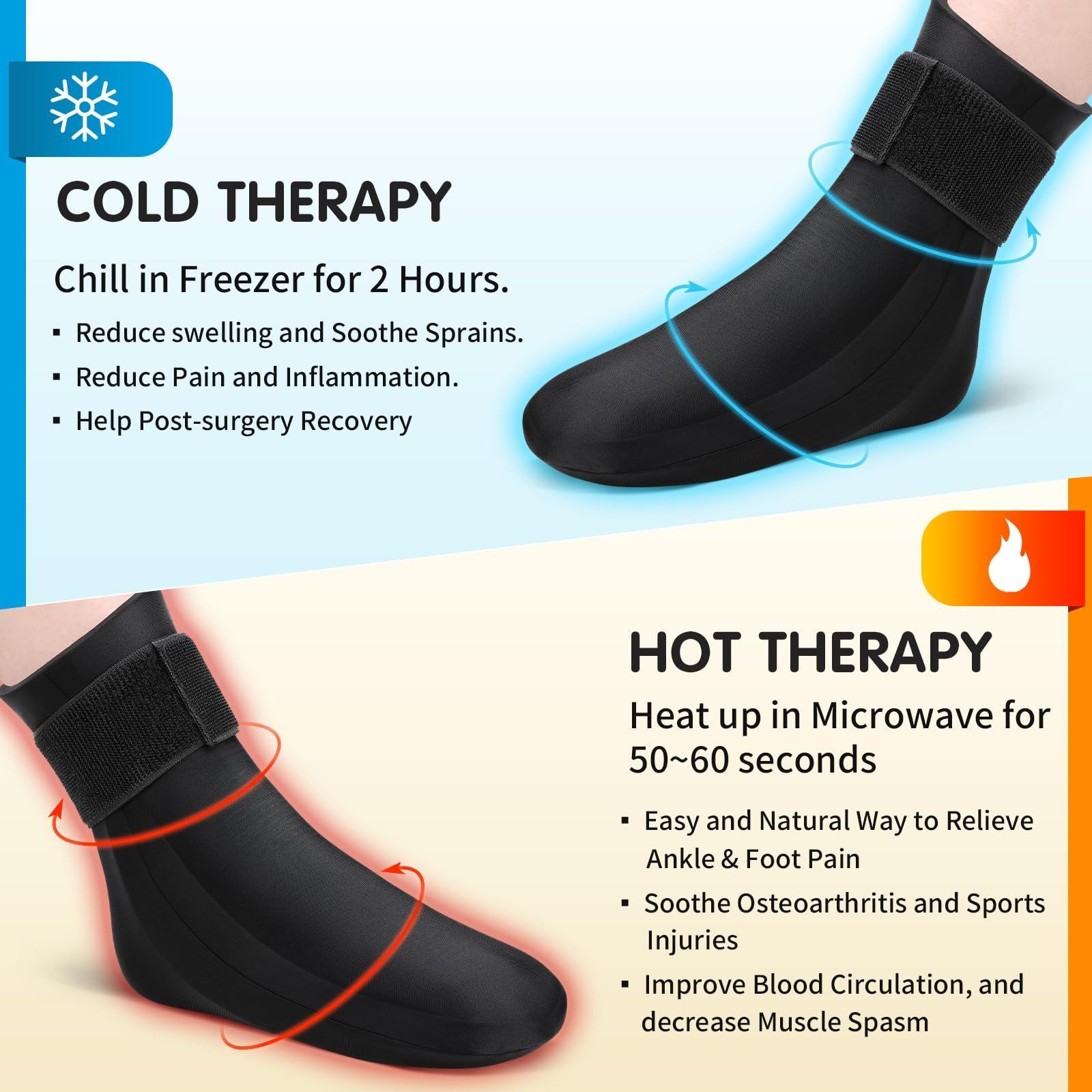 Bellewins Cold Therapy Socks Ankle Ice Wrap Hot Cold Pack Cooling Gel Socks For Injury