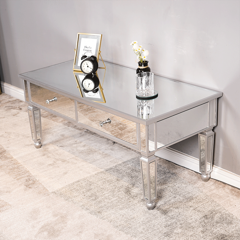 Belleworks Mirror Furniture Modern Coffee Table Luxury With Lighting Effect Coffee Table With Two Drawers Mirrored Coffee Tables