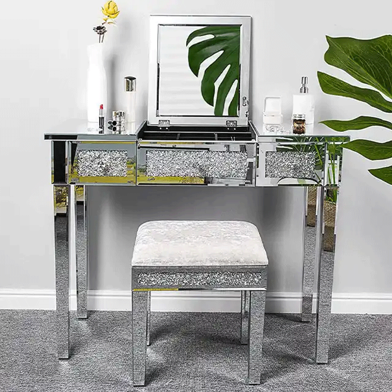 Belleworks Furniture Bedroom Dresser Make Up Vanity Makeup Dressing Table With Lighted Mirror Mirrored Vanity Table Mirror Dress