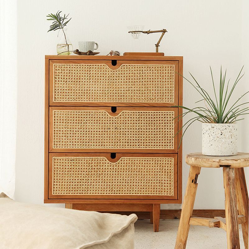 Rattan Furniture Bedroom Wooden Storage Chest 6 Drawers Living Room Rattan Cabinet