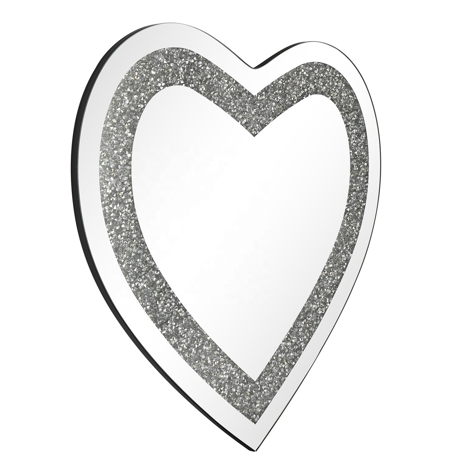 Hot Mirror Wall Decorations Espejo Corazon Silver Crystal Diamond Heart Shaped Mirror for Home