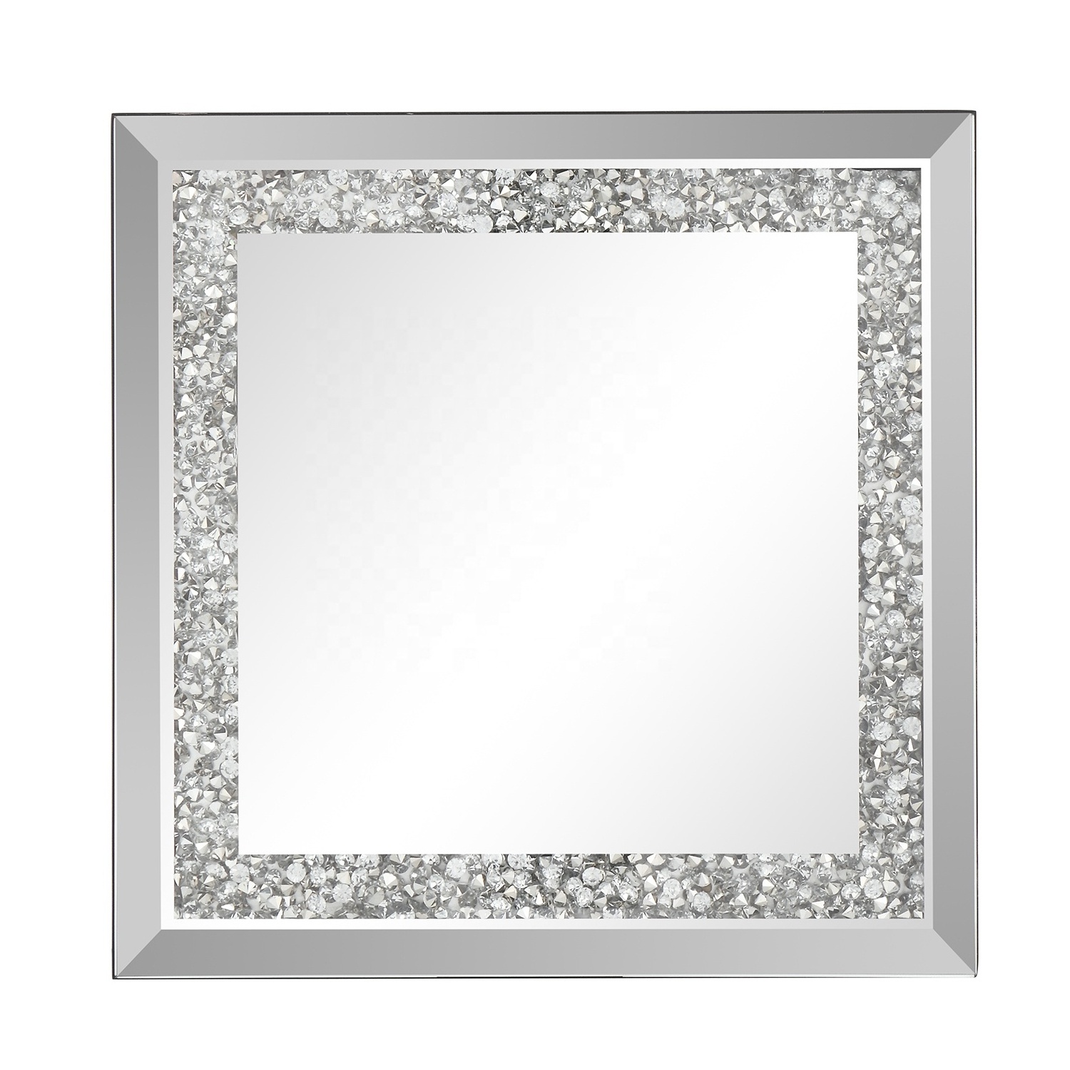 Wholesale Square Silver Spiegel Wand Diamond Edge Diamond Crystal Mirror Home Luxury Rhinestone Glass Decor Mirrors For Wall