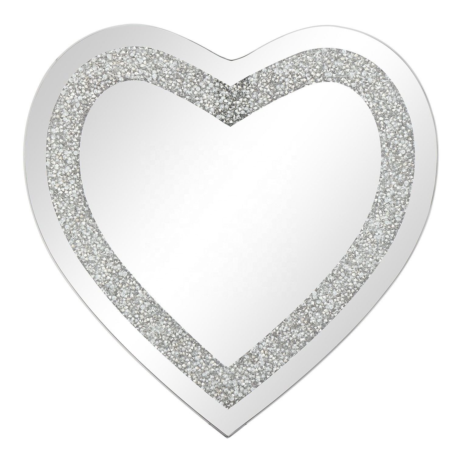 Hot Mirror Wall Decorations Espejo Corazon Silver Crystal Diamond Heart Shaped Mirror for Home