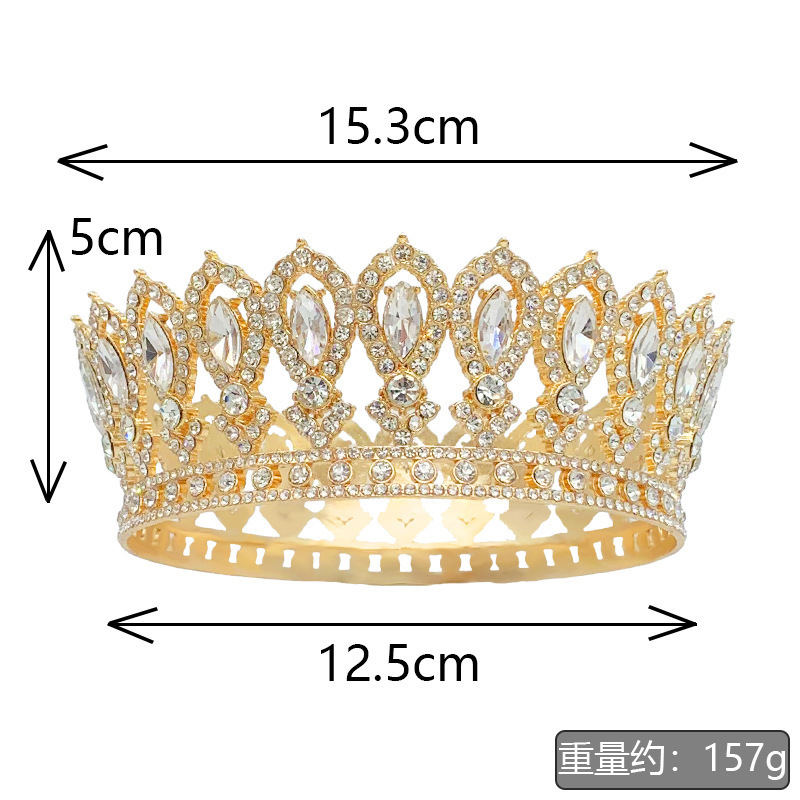 BELLEWORLD factory hot selling full round pageant crowns coronas y tiaras blonde Princess Royal Bride large pageant crowns