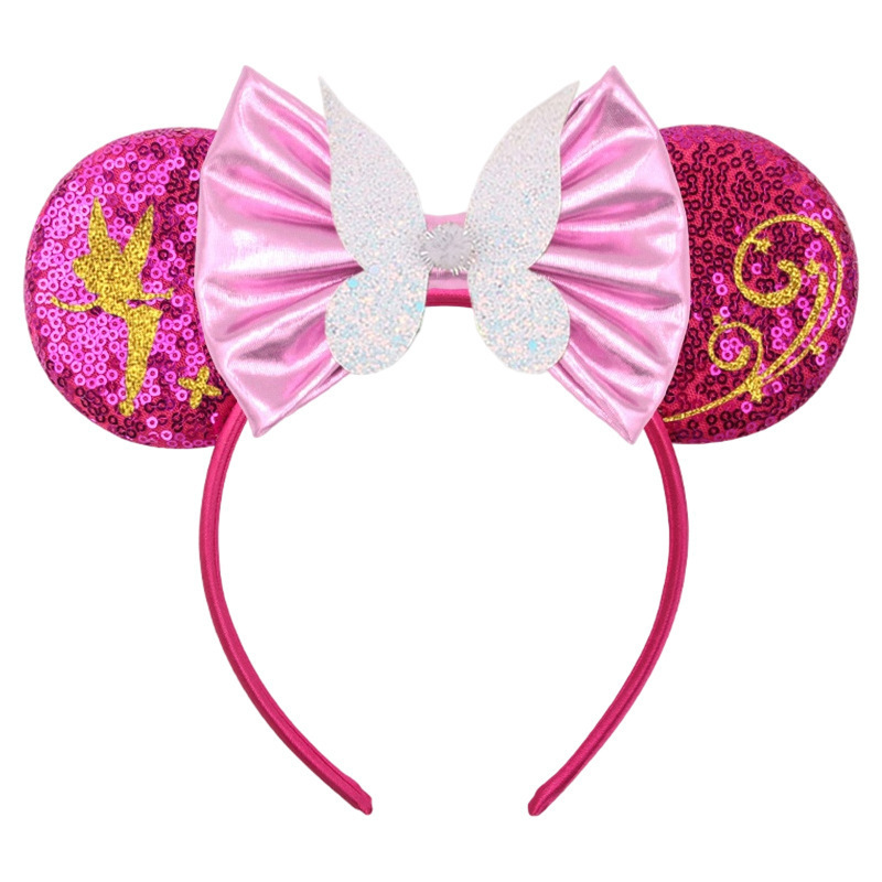 BELLEWORLD 21colors Full Sequins Mouse Ears Headband butterfly bow hairbands for Kids princess of Cosplay Party Hair Accessories