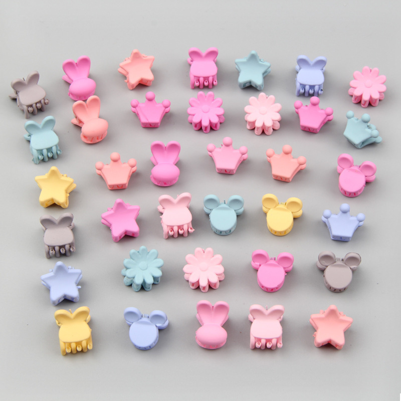 BELLEWORLD 30pcs Rabbit Ear Mini Hair Claw Clips Flower Star Beans Mouse Claw Clips for Hair for Girls