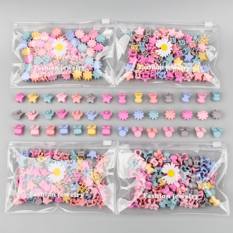 BELLEWORLD 30pcs Rabbit Ear Mini Hair Claw Clips Flower Star Beans Mouse Claw Clips for Hair for Girls