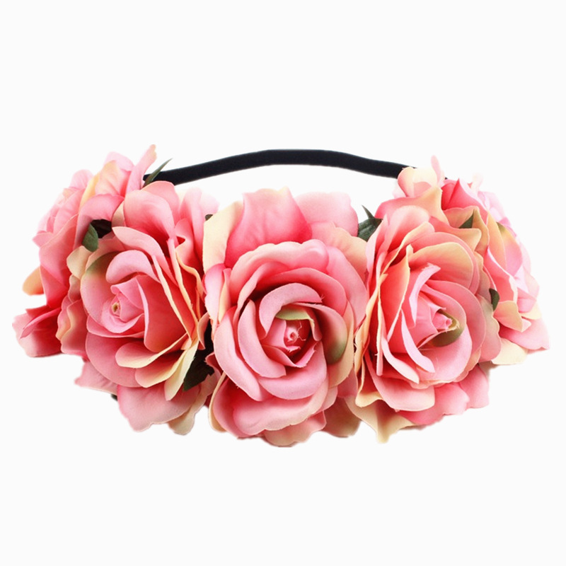 BELLEWORLD CUSTOM Handmade Floral Crown Rose Flower Headband Hair Garland Wedding Headpiece