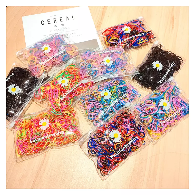 BELLEWORLD custom packaging baby mini hair band ties accessories colorful kids TPU elastic hair rubber bands for girls