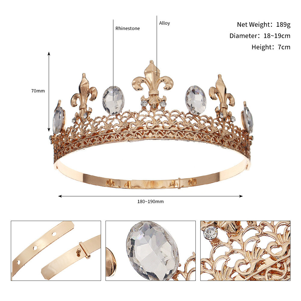 BELLEWORLD mahkota corona king and queen chair with crown All Saints' Day metal rhinestone crystal king crown men