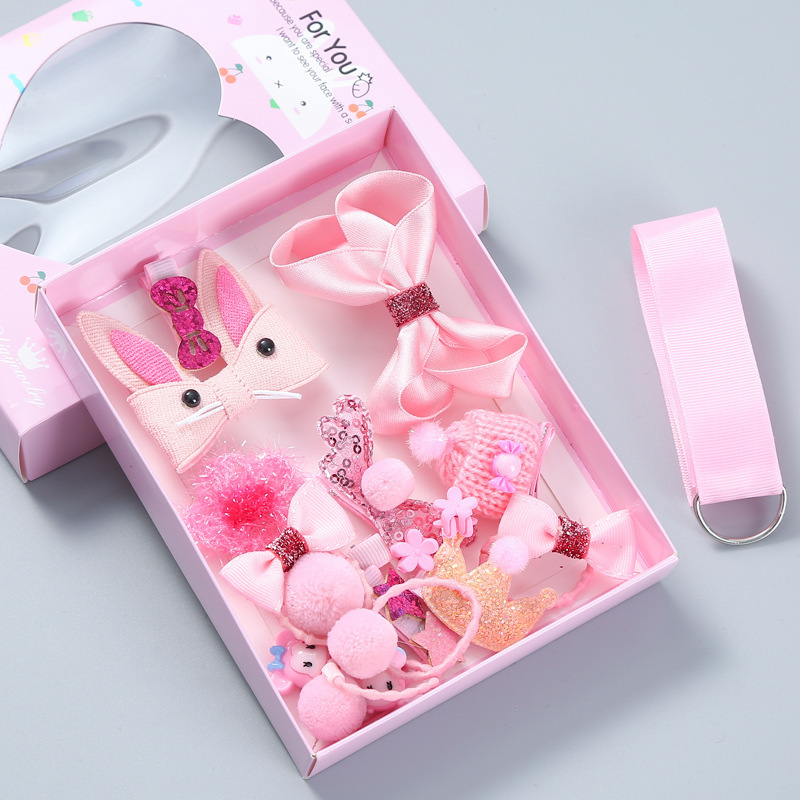 BELLEWORLD Wholesale Fast shipment Fashion 18pcs bowknot hair clips sets box packing gift for kids