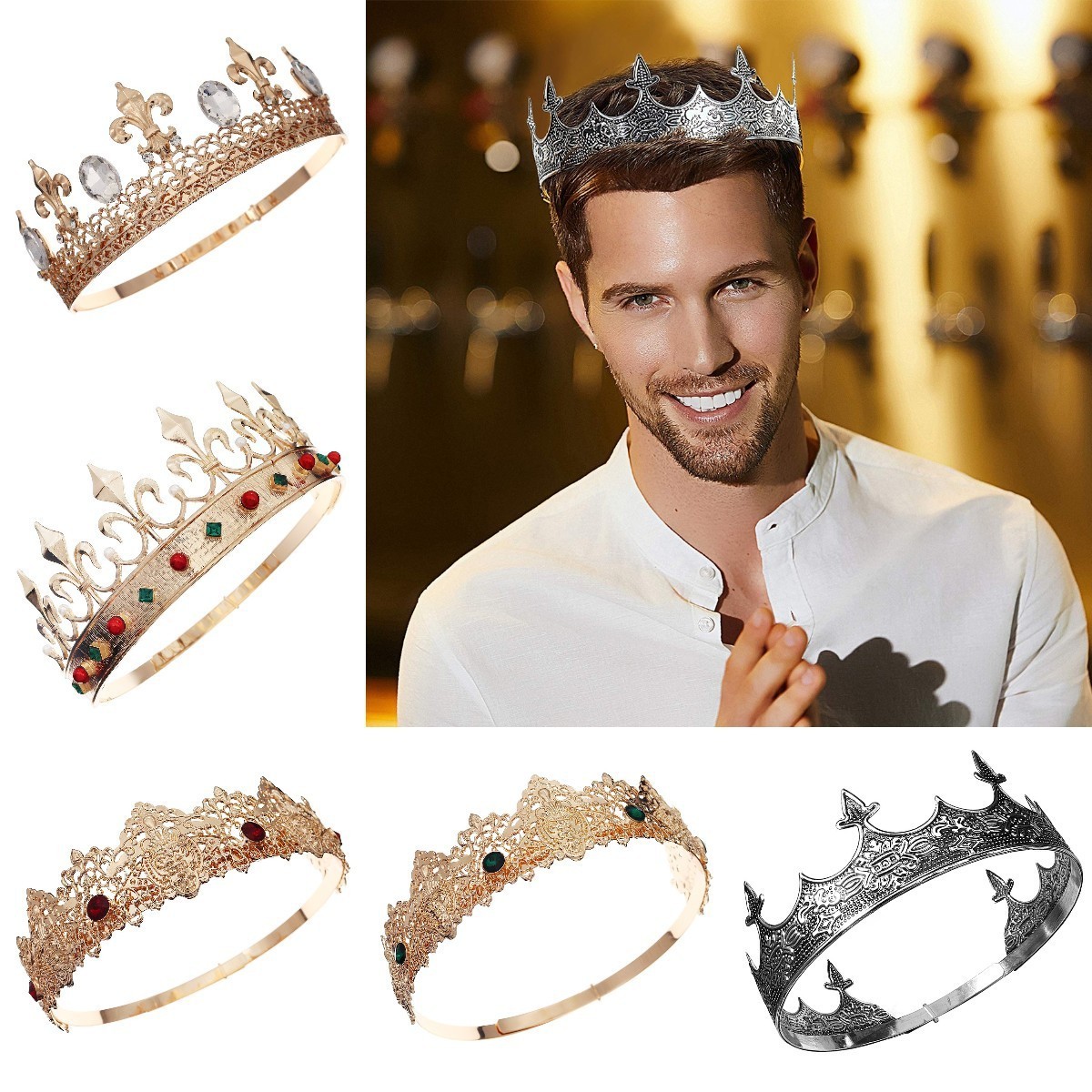 BELLEWORLD mahkota corona king and queen chair with crown All Saints' Day metal rhinestone crystal king crown men