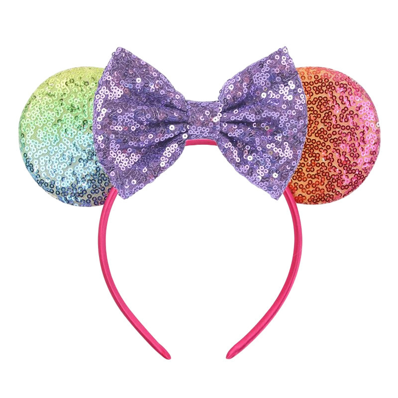 BELLEWORLD 21colors Full Sequins Mouse Ears Headband butterfly bow hairbands for Kids princess of Cosplay Party Hair Accessories