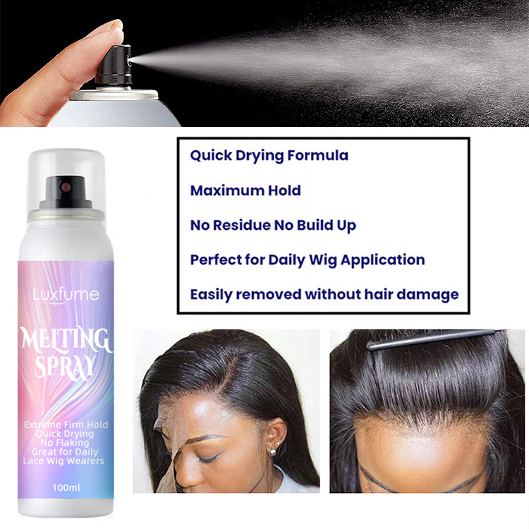 Lace Melting Spray Aerosol Wig Adhesive Private Label Ultra Hold Quick Drying Glueless Hair Melting Spray