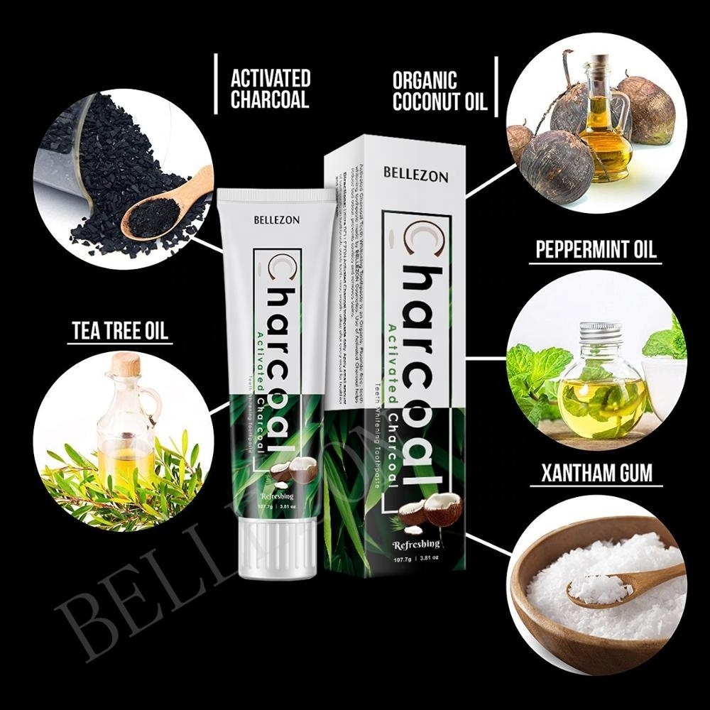 Luxfume Private Label Organic Herbal Whitening Activated Coconut Shell Charcoal Toothpaste