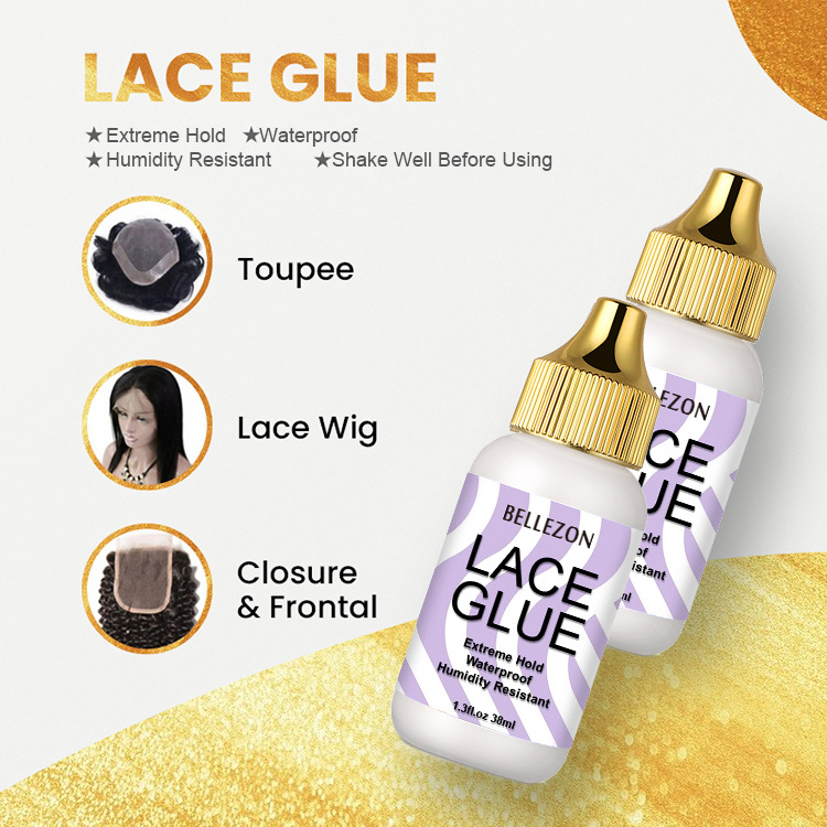 Wholesale Gold Extreme Hold Waterproof Lace Glue Strong Clear Fast Dry Hair Glue For Lace Frontal Wig