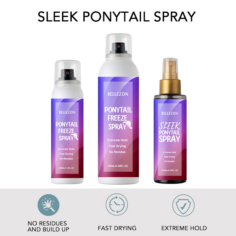 Private Label Hair Styling Sleek Ponytail Spray Strong Holding Melting Spray For Ponytails