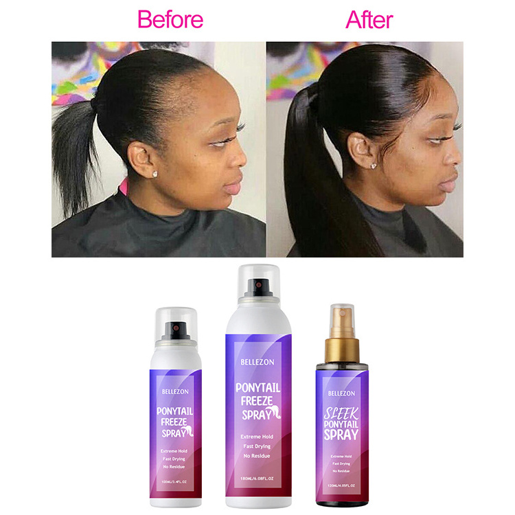 Private Label Hair Styling Sleek Ponytail Spray Strong Holding Melting Spray For Ponytails